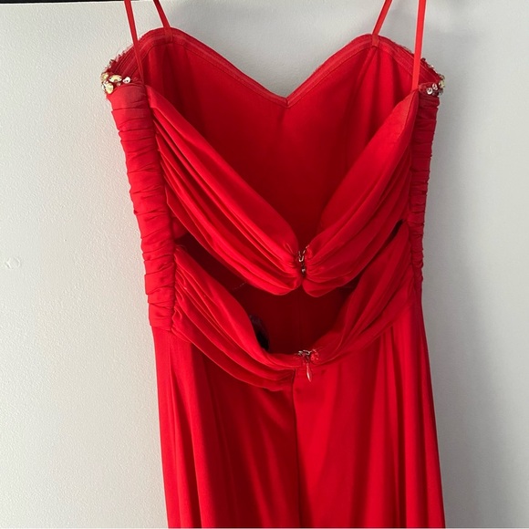 Red, strapless, jeweled prom dress/formal dress - Picture 4 of 12